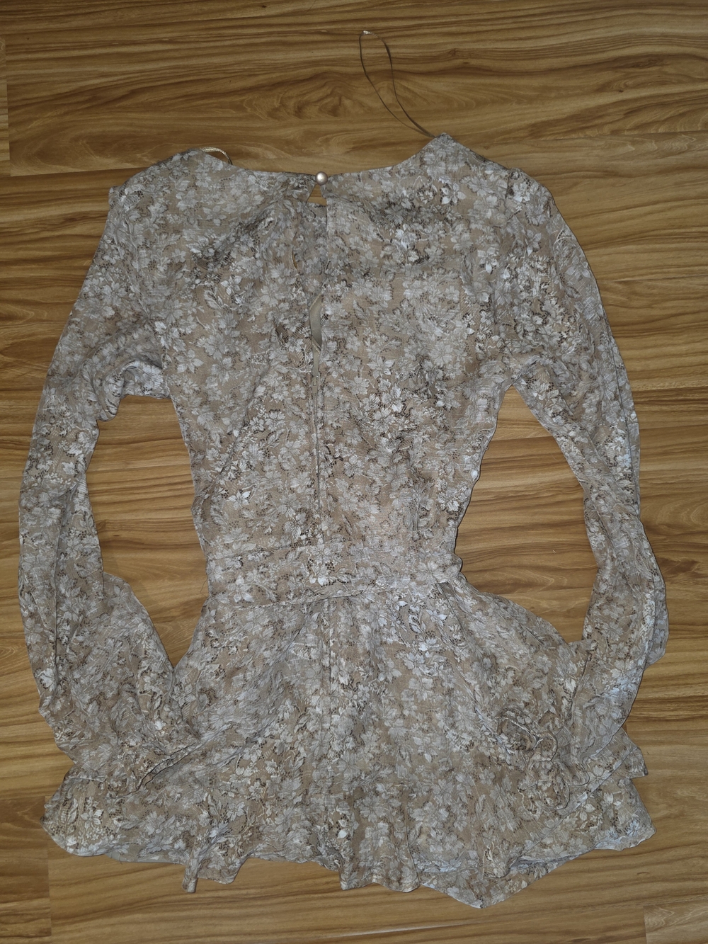 Francesca's Collections Taupe Floral Wrap Romper - Picture 7 of 8